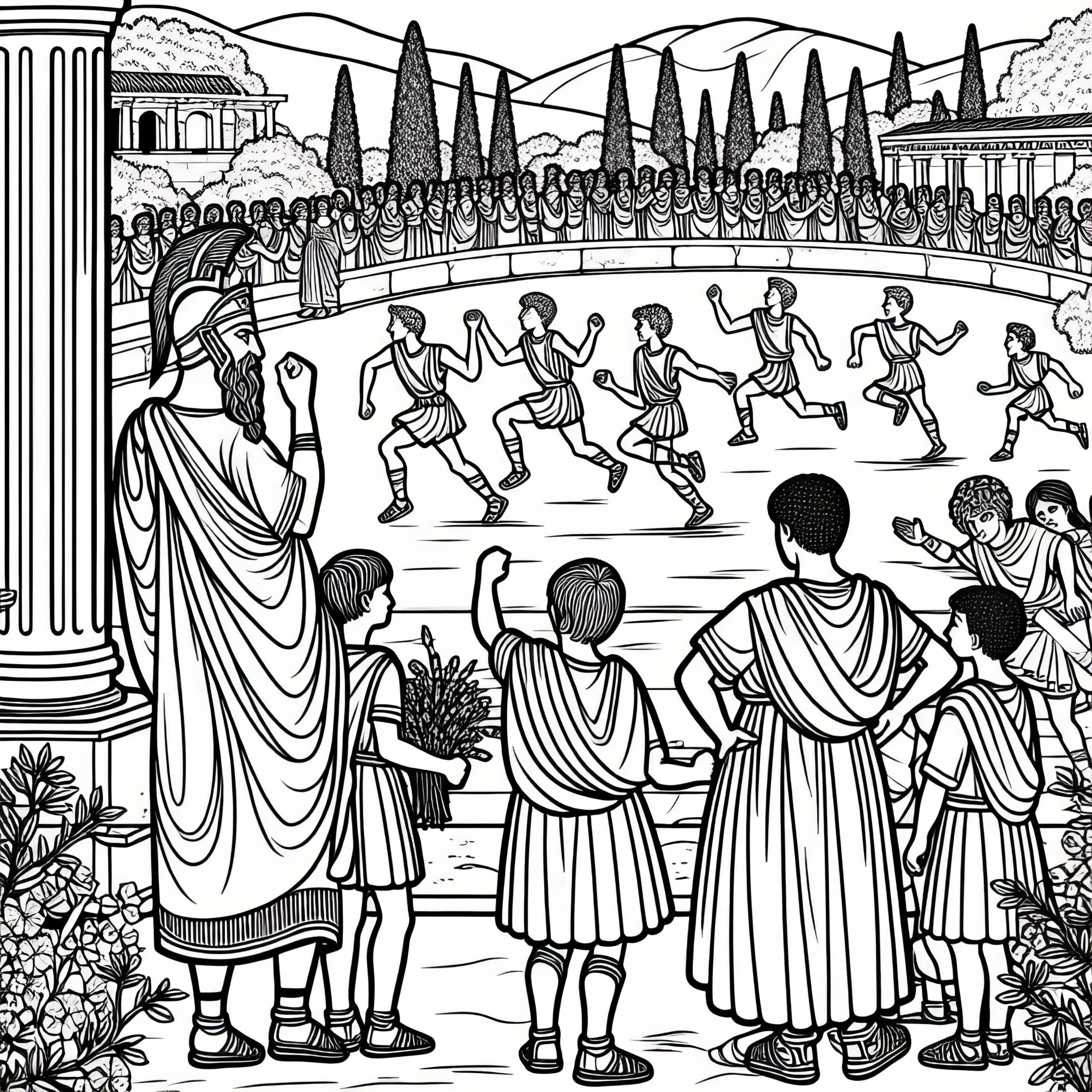 Olympischer Wettlauf Ausmalbild: Sparta und Athen Kostenlos Herunterladen