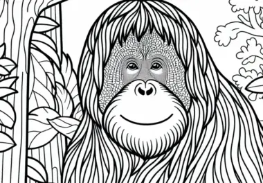 Ausmalbild eines Orang-Utans – Kostenloses Affen-Bild zum Ausmalen