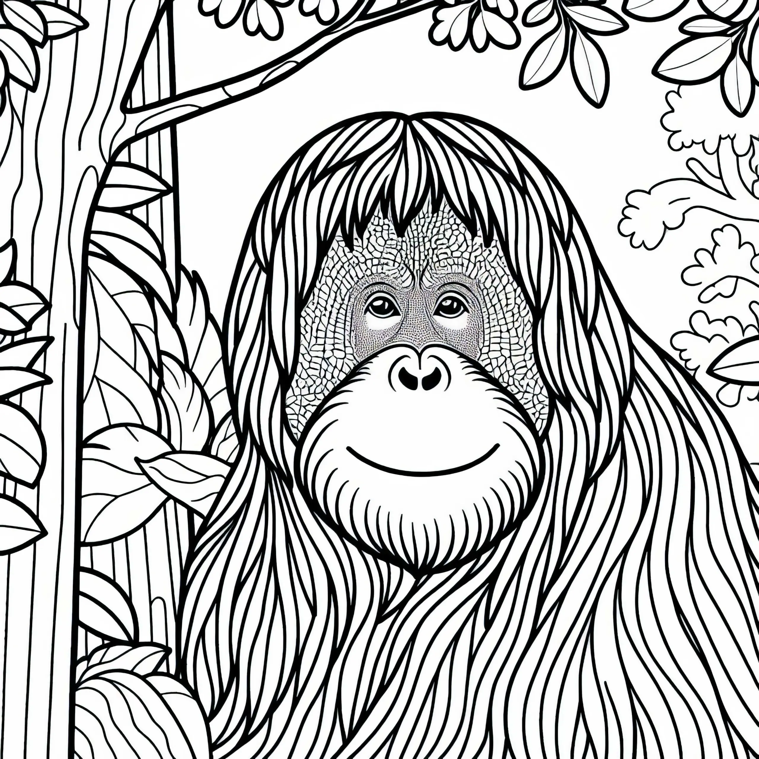 Ausmalbild eines Orang-Utans – Kostenloses Affen-Bild zum Ausmalen