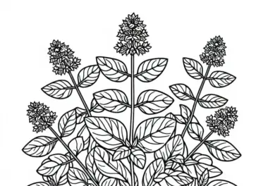Oregano Malvorlage für Kräuter – Kostenlos und zum Ausmalen