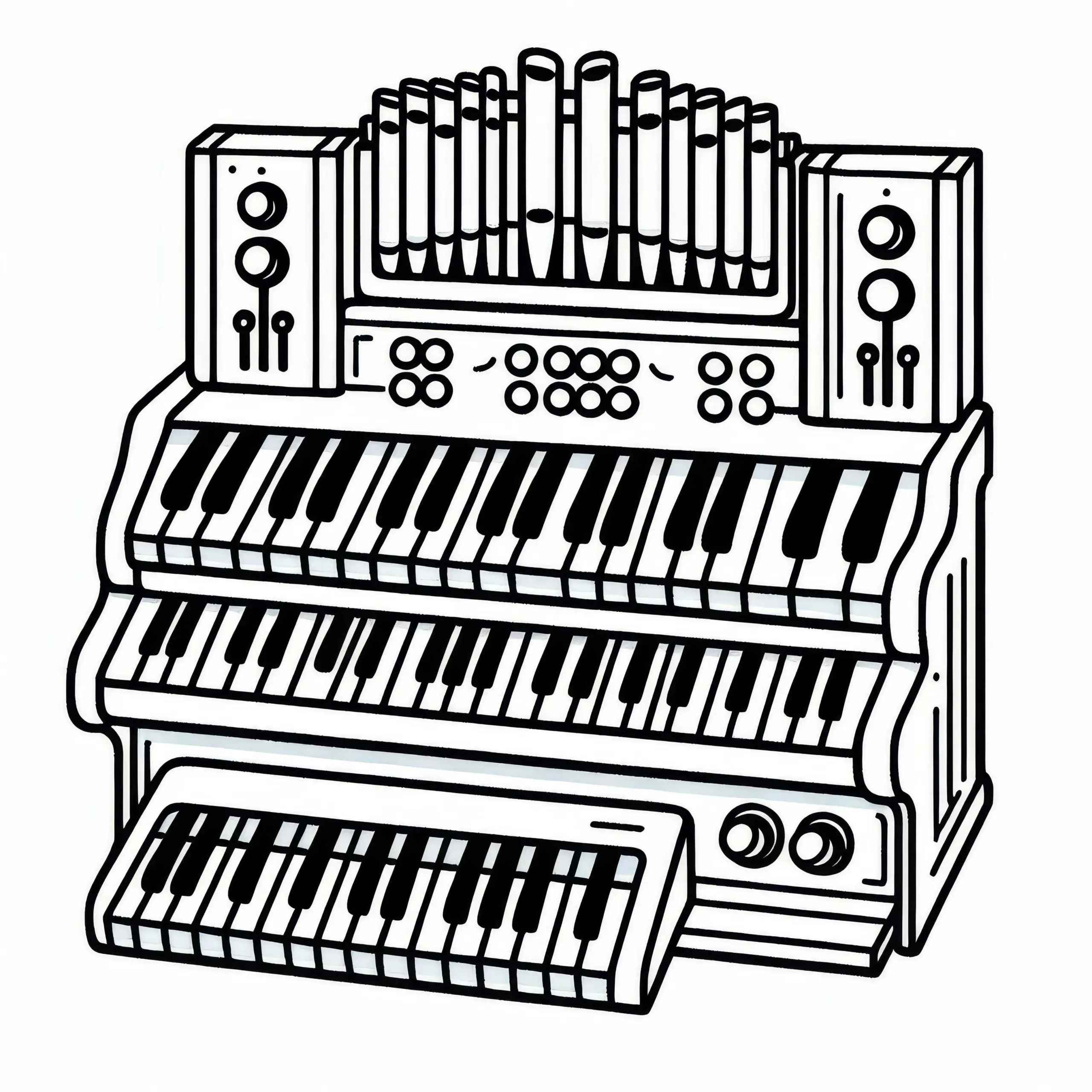 Kostenloses Ausmalbild einer Orgel – Tasteninstrument zum Ausmalen