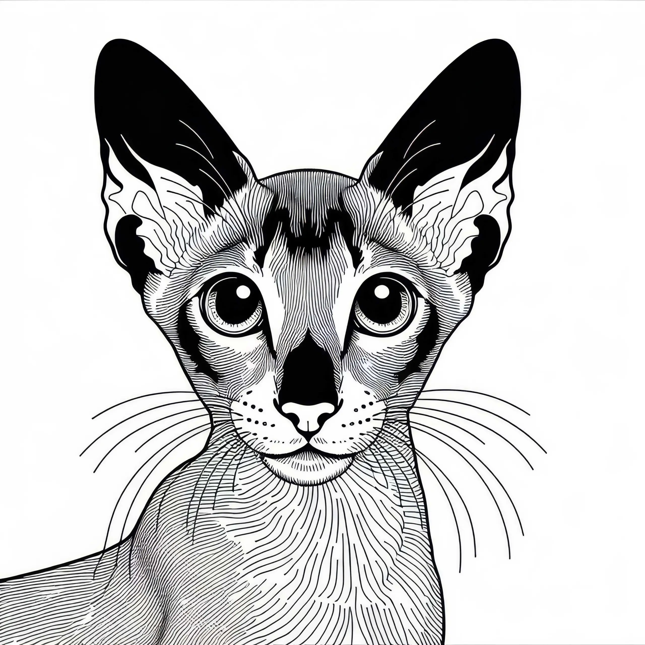 Orientalische Kurzhaar Katze Malvorlage Gratis (Ausmalbild)