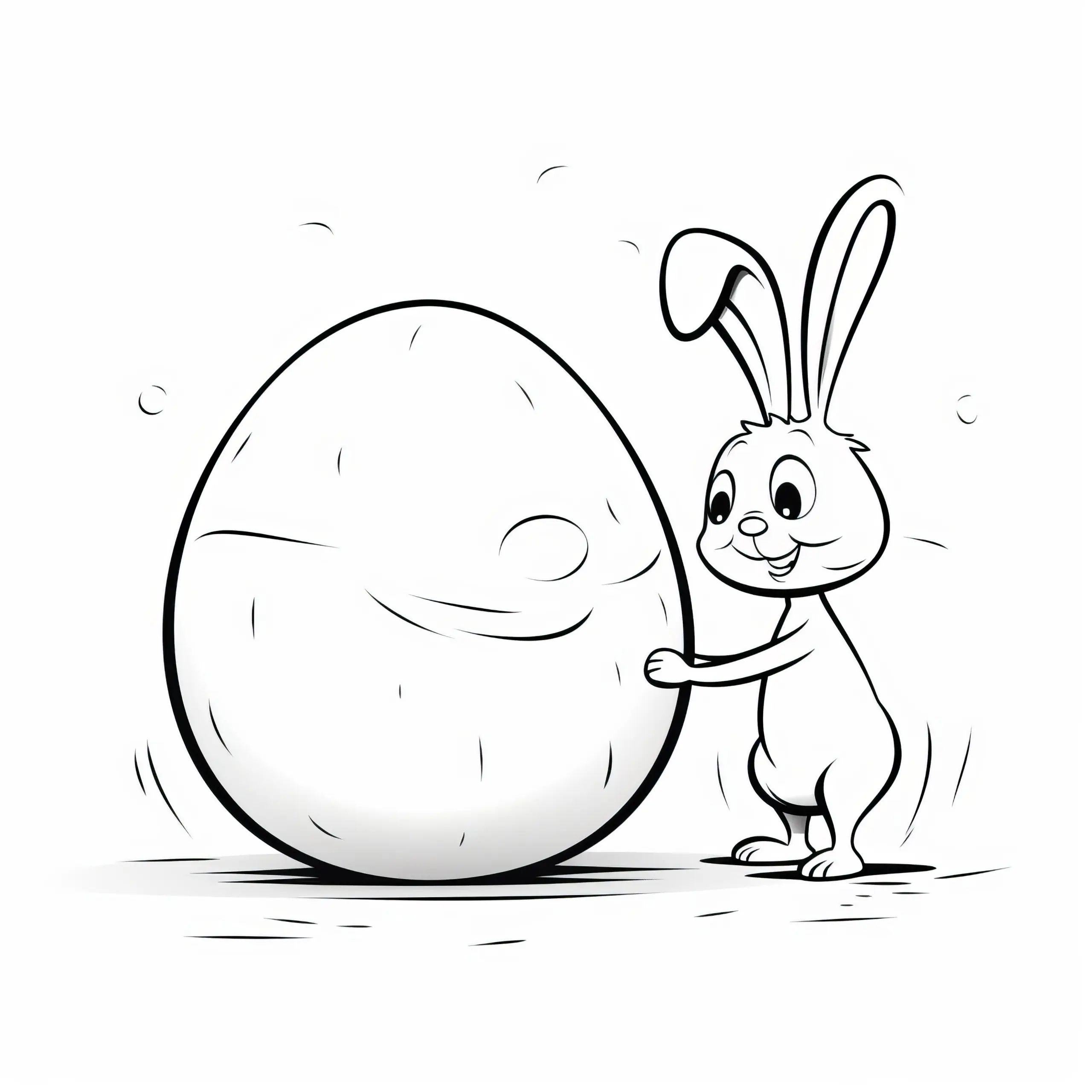 Osterhase bestaunt riesiges Osterei: Ausmalbild kostenlos herunterladen
