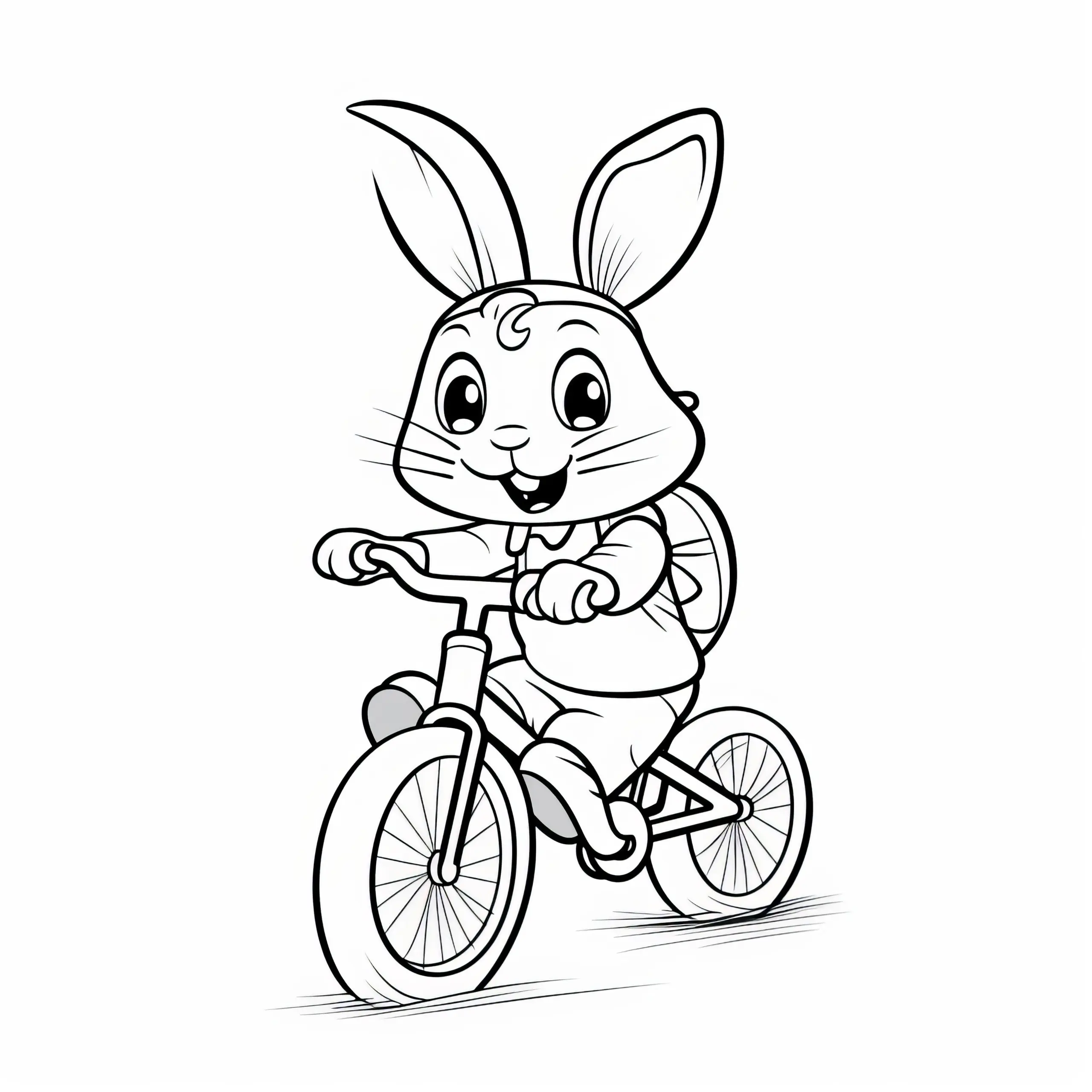 Osterhase auf Fahrrad: Einfaches Ausmalbild für Kinder (Gratis)