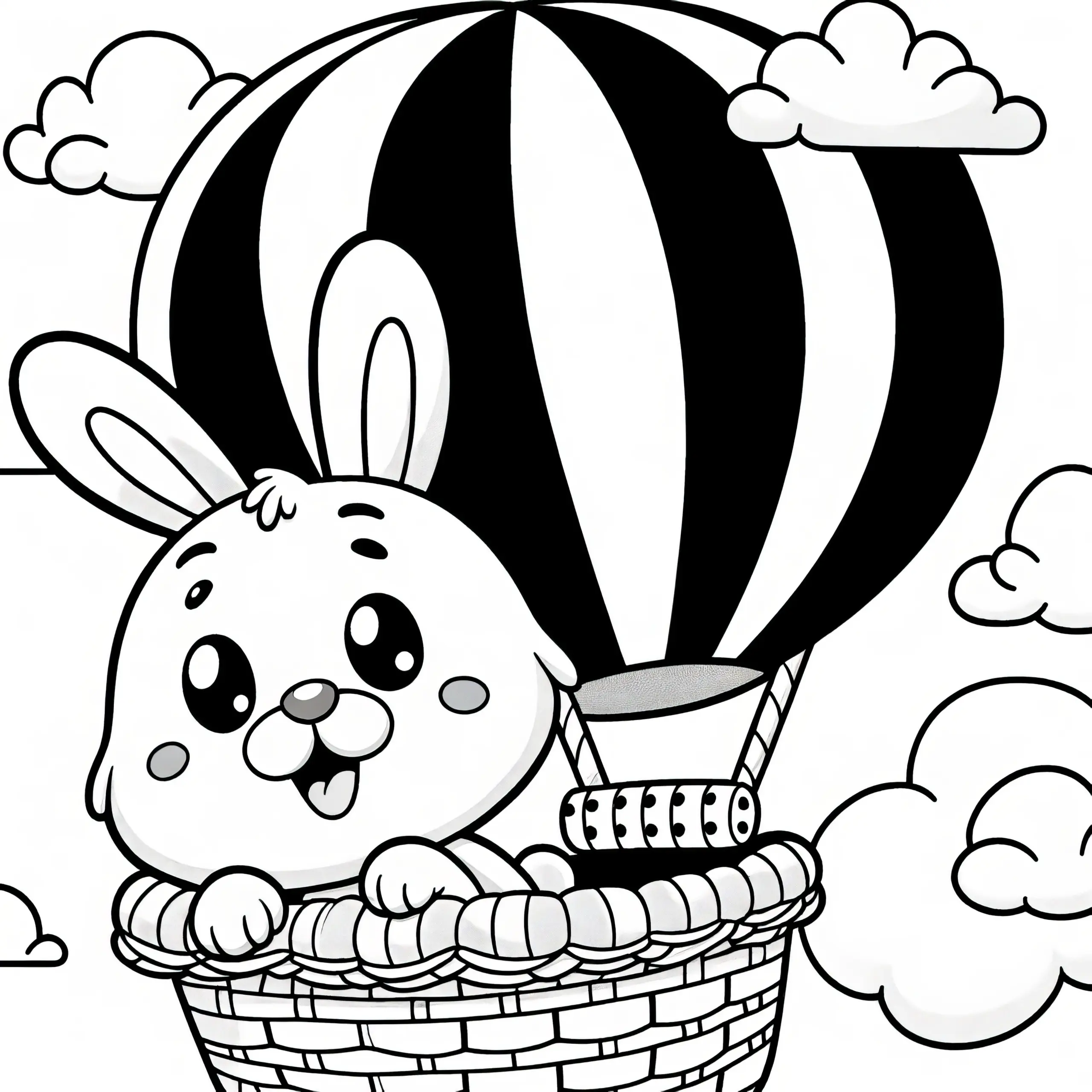 Osterhase im Heißluftballon: Dein Ausmalbild zum Download (Gratis)
