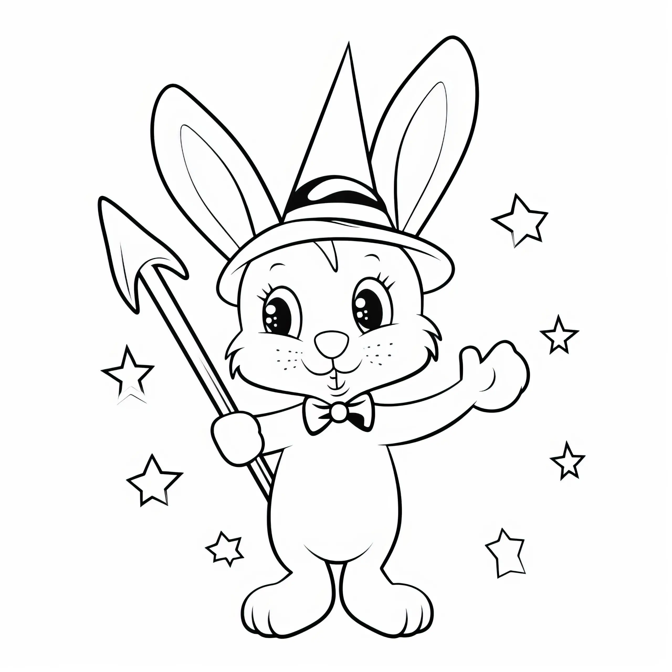Osterhase schwingt den Zauberstab: Kostenloses Ausmalbild für Kinder