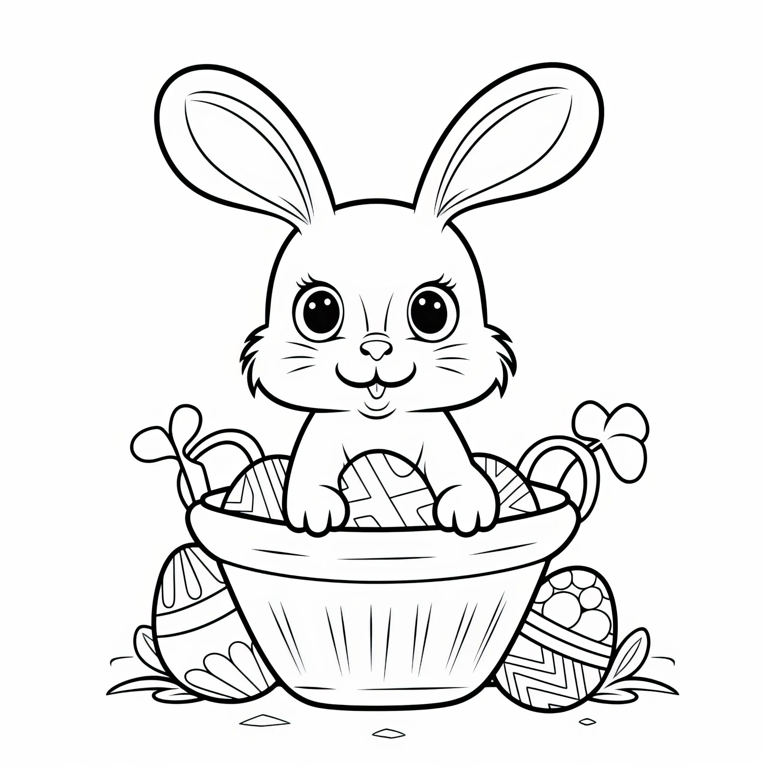 Osterkorb und Osterhase zum Ausmalen: Jetzt zum Download (Gratis) (Ausmalbild)