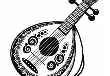Ausmalbild traditionelles Instrument Oud kostenlos herunterladen