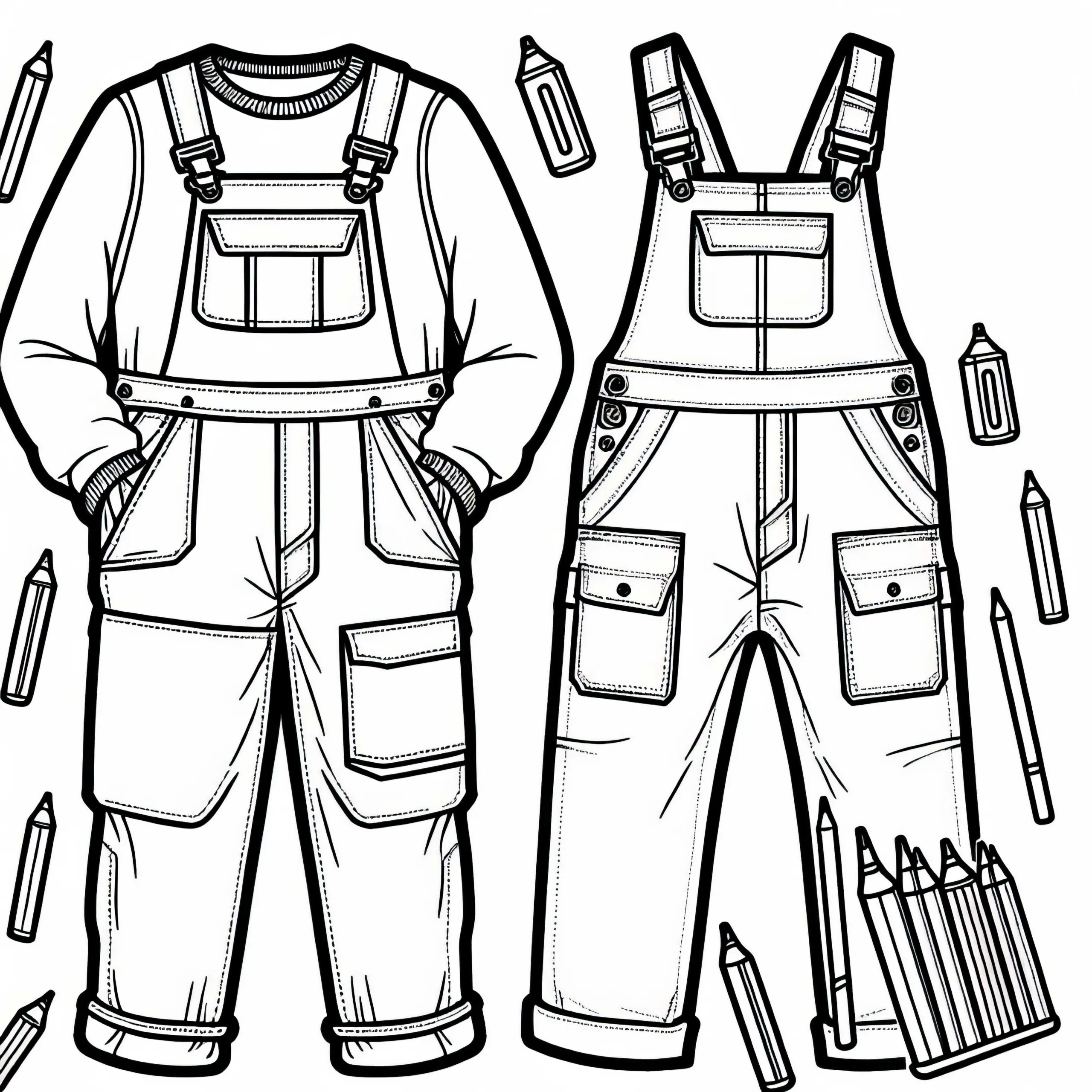 Ausmalbild für Kleidung im Overall – Kostenloser Download
