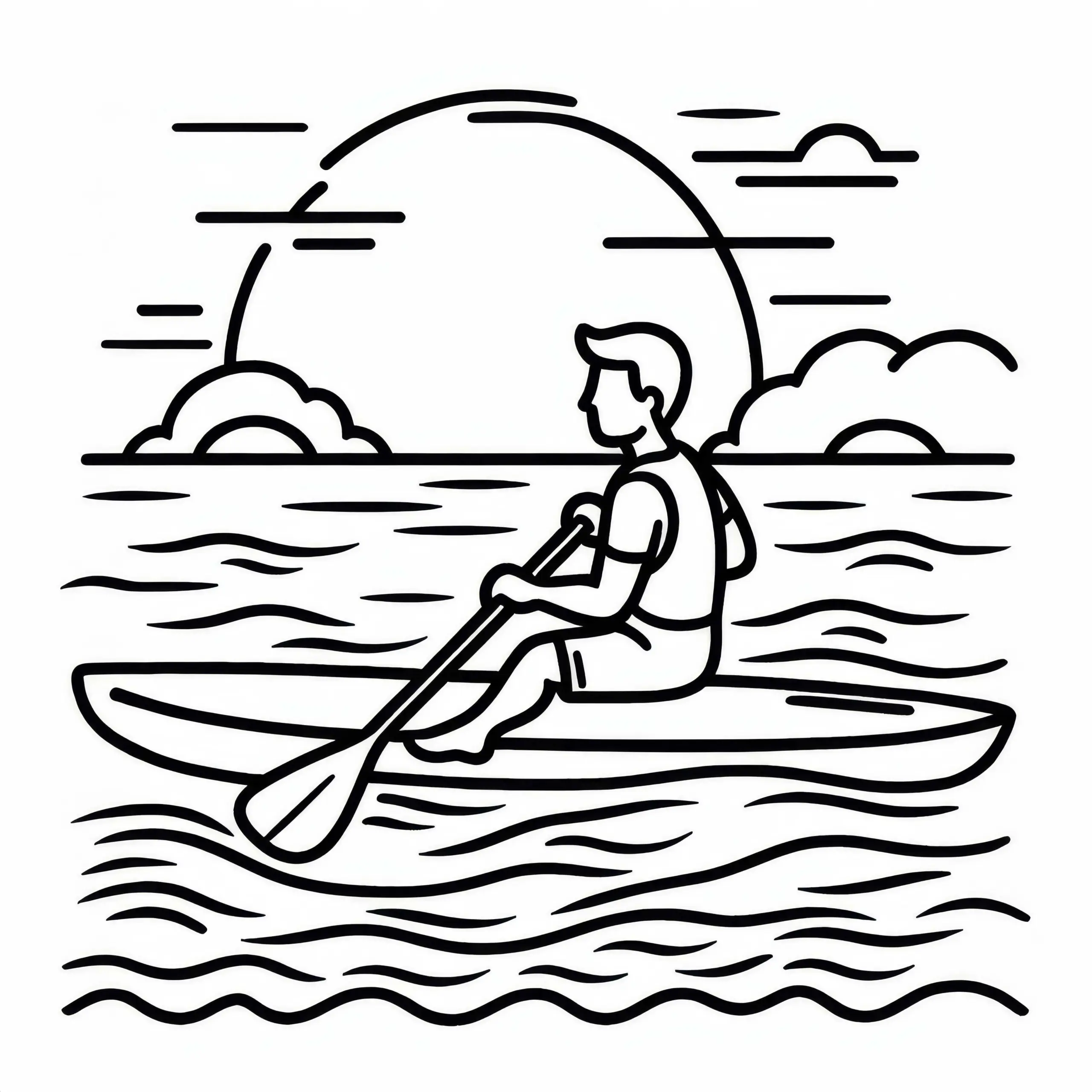 Paddleboarder sitzt beim Stand-up-Paddling auf seinem Brett – Ausmalbild kostenlos