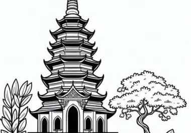 Ausmalbild Pagode – Kostenloses Malvorlage zum Ausdrucken