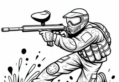 Paintball-Spieler Ausmalbild Gratis zum Download