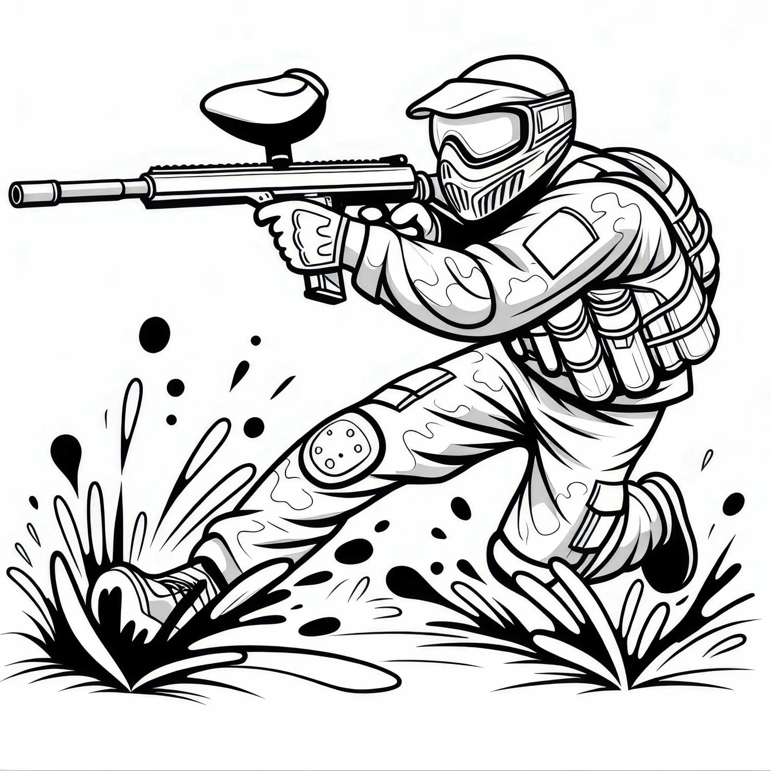 Paintball-Spieler Ausmalbild Gratis zum Download