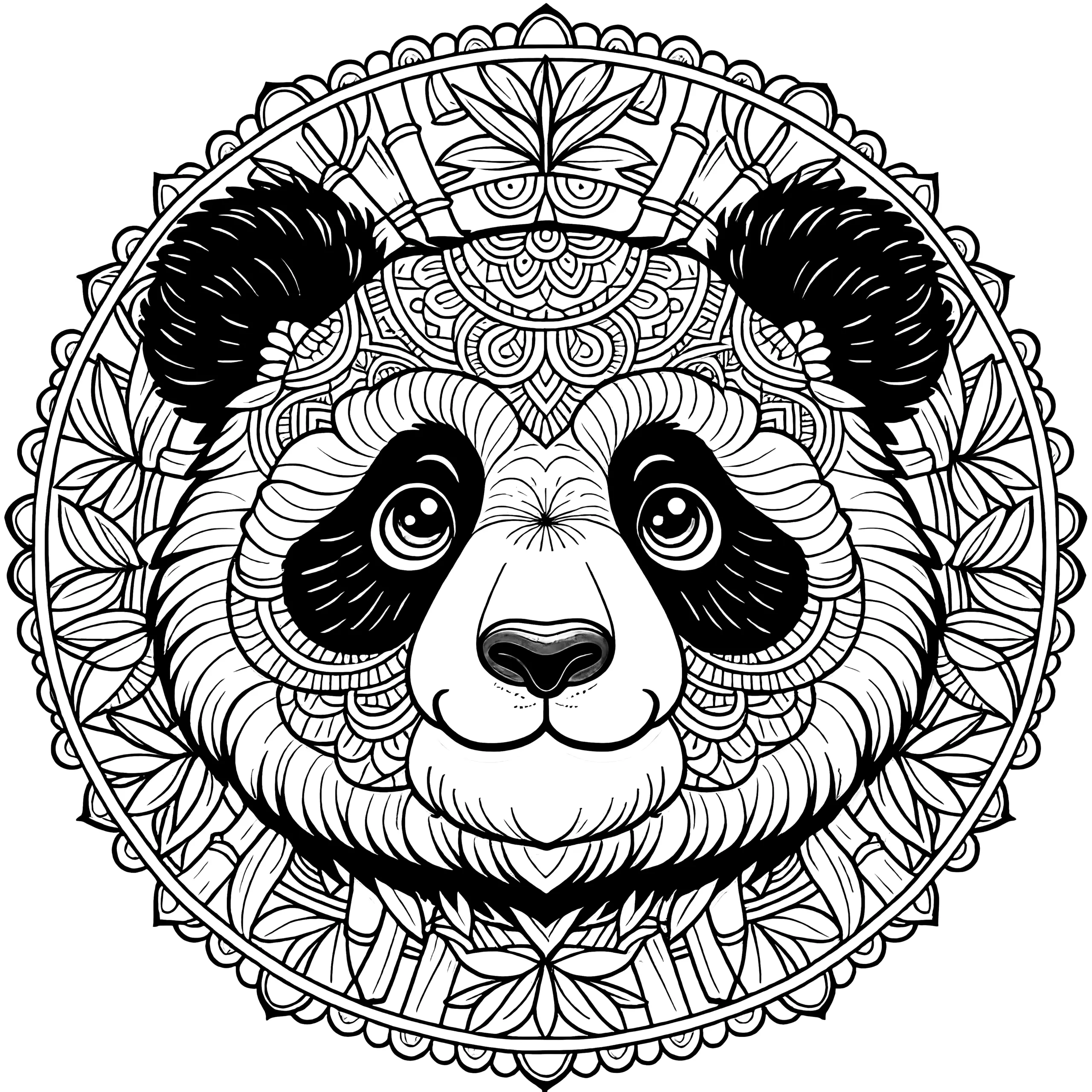 Panda-Bär-Mandala: Ausmalbild gratis zum Download