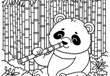 Panda knabbert an Bambuszweig – Malvorlage kostenlos