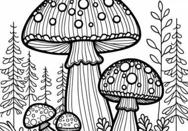Ausmalbild vom Pantherpilz Amanita Pantherina – Kostenloses Malvorlage