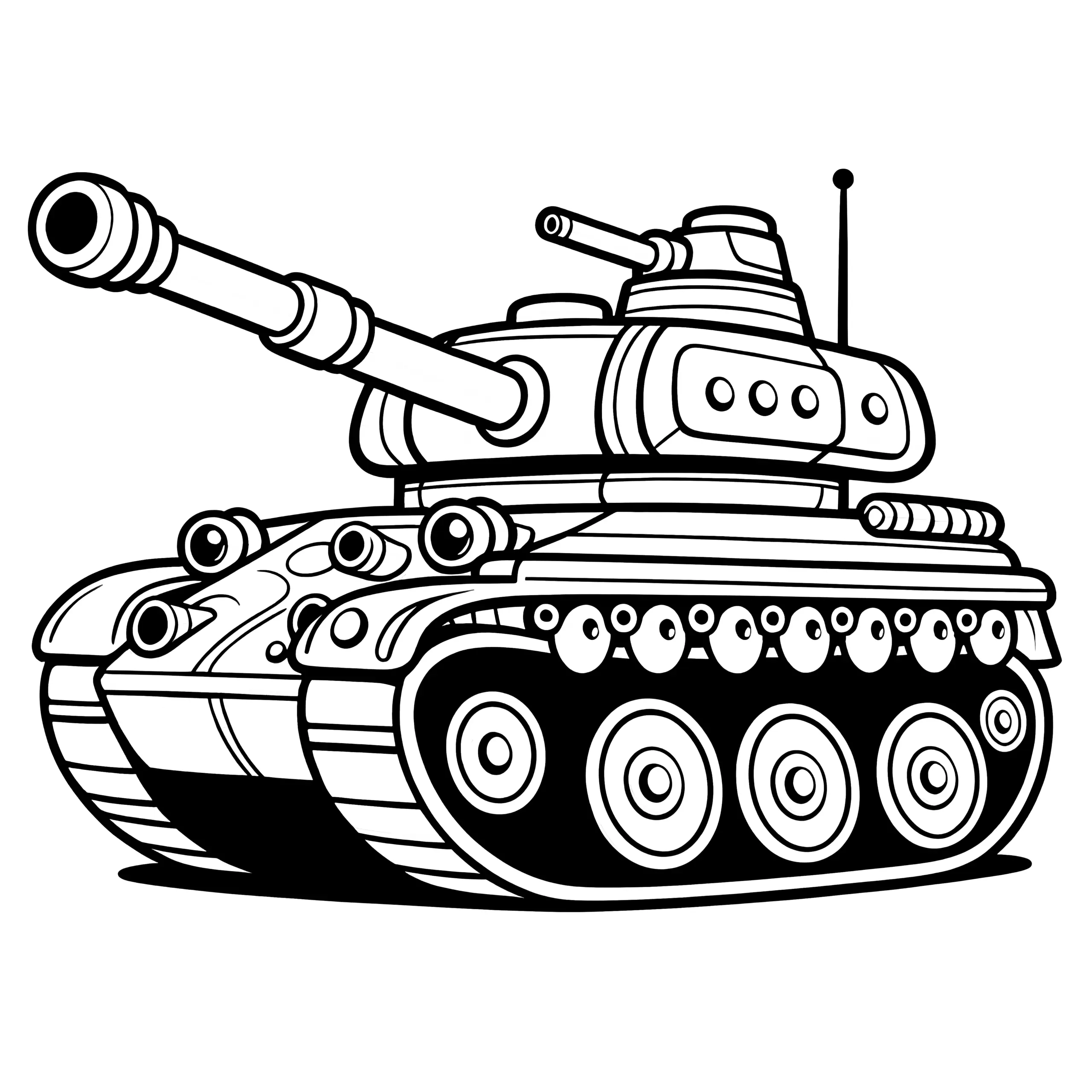 Panzer: Einfache Malvorlage für Kinder (Gratis) (Ausmalbild)