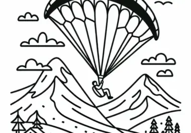 Ausmalbild zum Paragliding – Einfach und Kostenlos