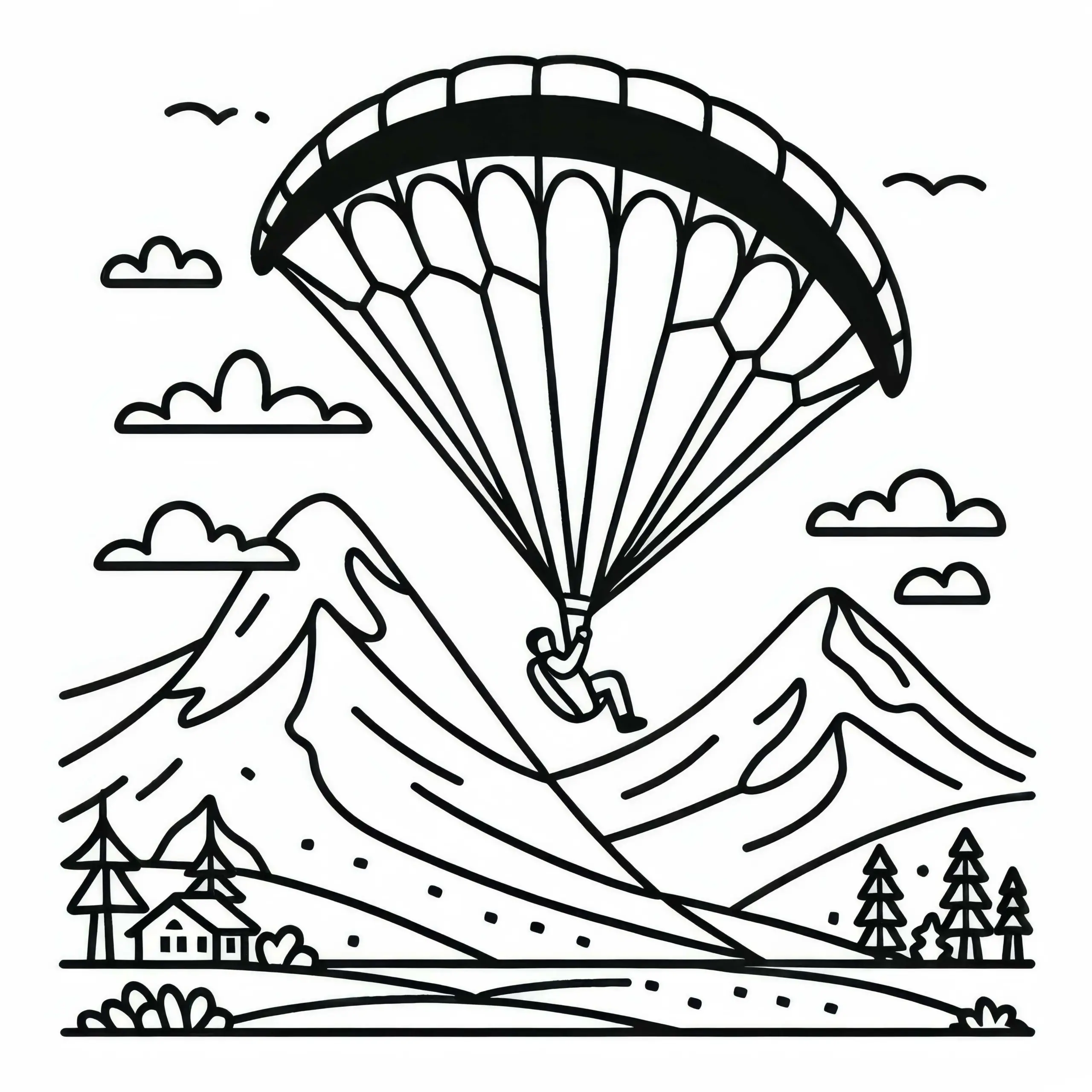 Ausmalbild zum Paragliding – Einfach und Kostenlos