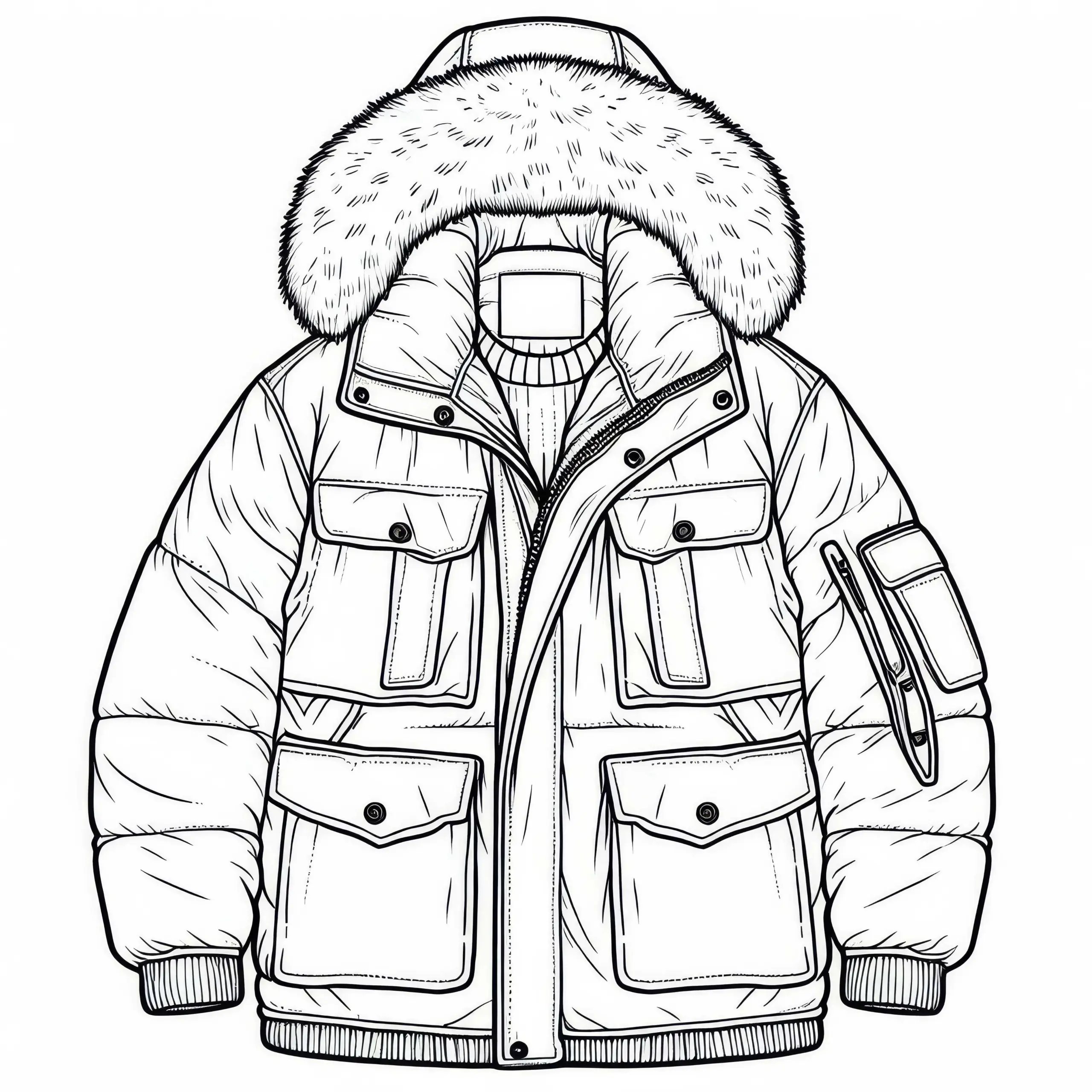 Ausmalbild Parka – Kostenlose Kleidung zum Ausmalen