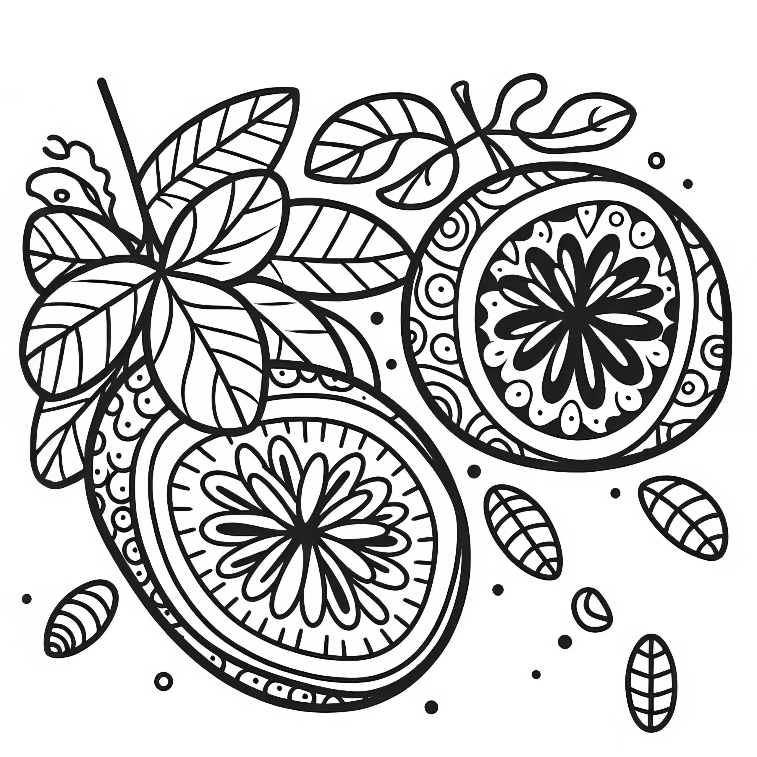 Passionsfrucht Malvorlage Gratis (Ausmalbild)