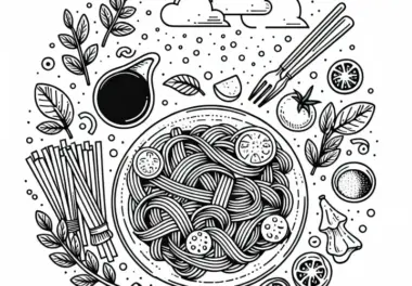 Ausmalbild von Pasta als Hauptgericht – Kostenlos herunterladen