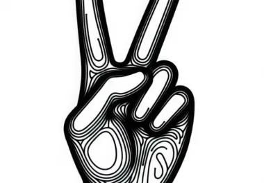Zwei-Finger-Peace-Zeichen Ausmalbild Kostenlos