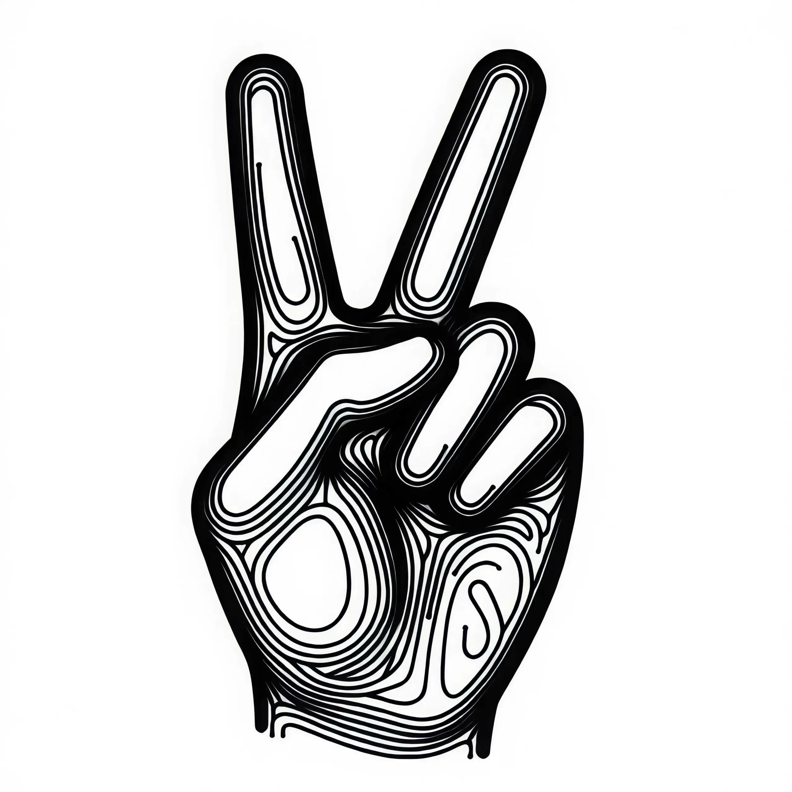 Zwei-Finger-Peace-Zeichen Ausmalbild Kostenlos
