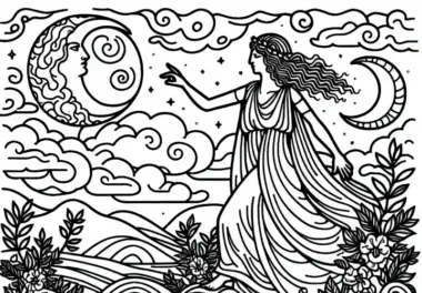 Persephone: Die Zwischen Unterwelt und Erde Wandert – Malvorlage zur Griechischen Mythologie