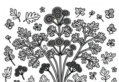 Ausmalbild von Petersilie – Kostenlose Kräuterillustration zum Ausmalen
