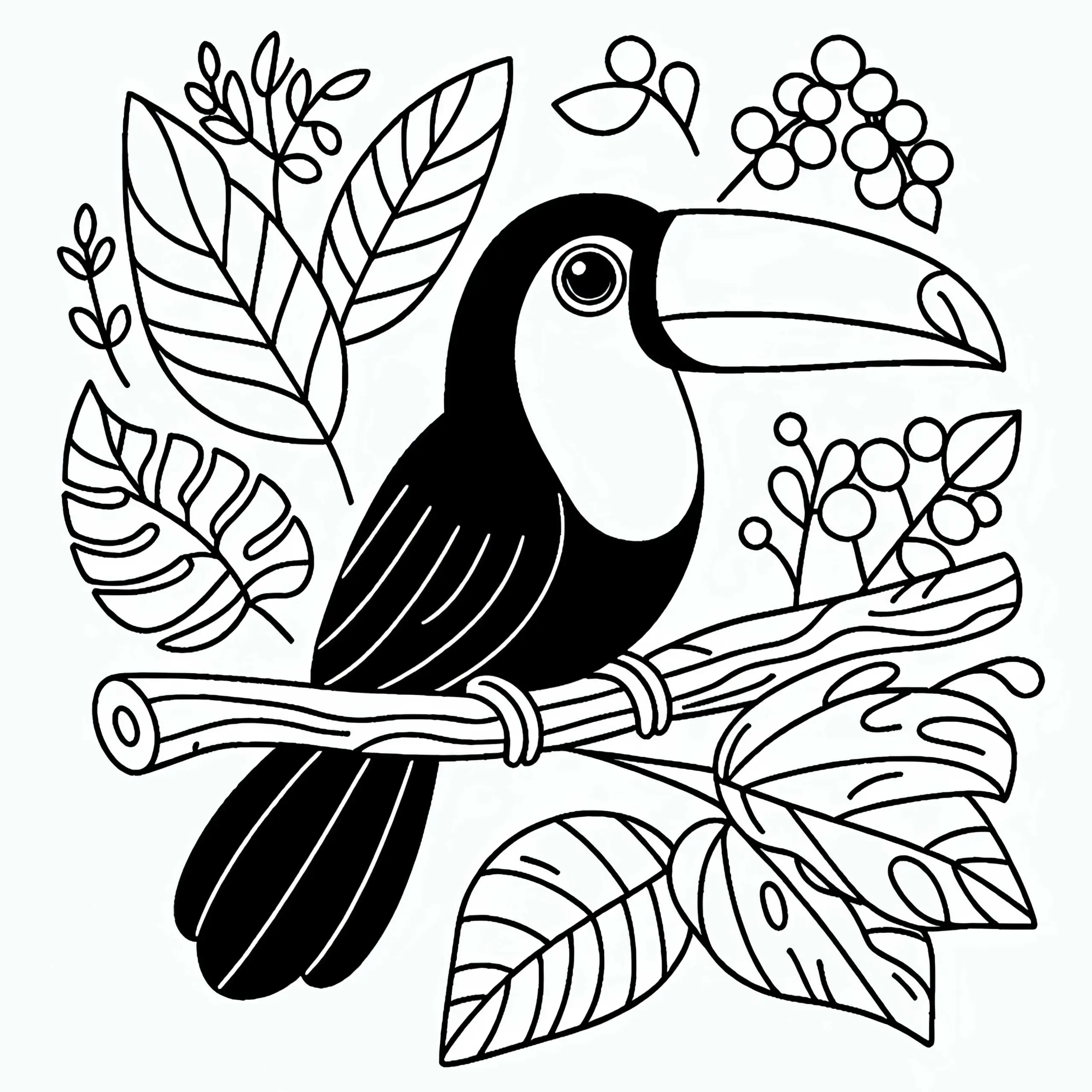 Pfefferfresser Toucanet Vogel aus Südamerika Malvorlage kostenlos (Ausmalbild)