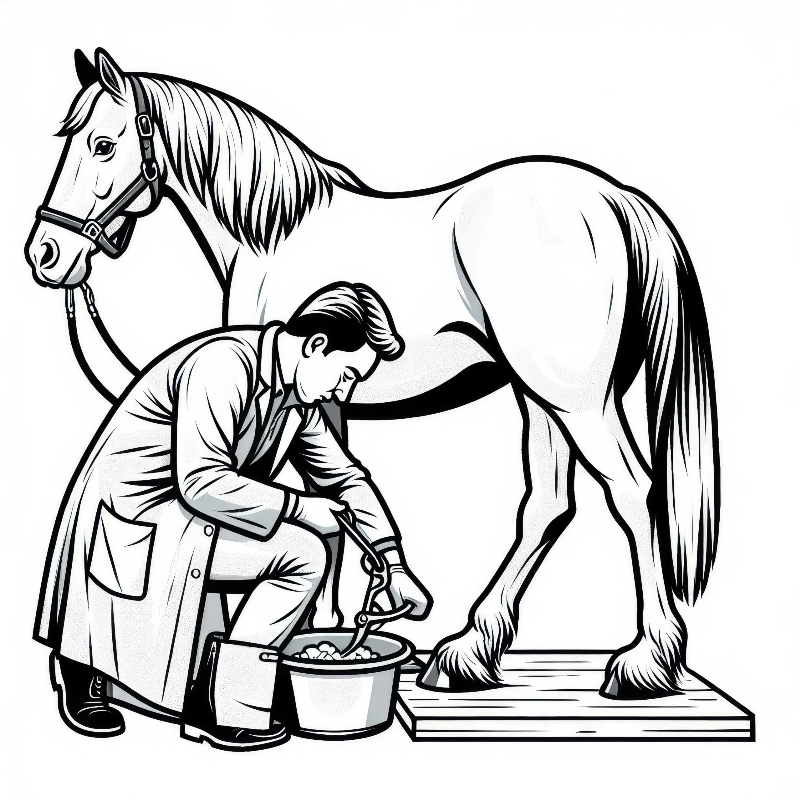 Pferd beim Tierarzt Ausmalbild zum kostenlosen Download