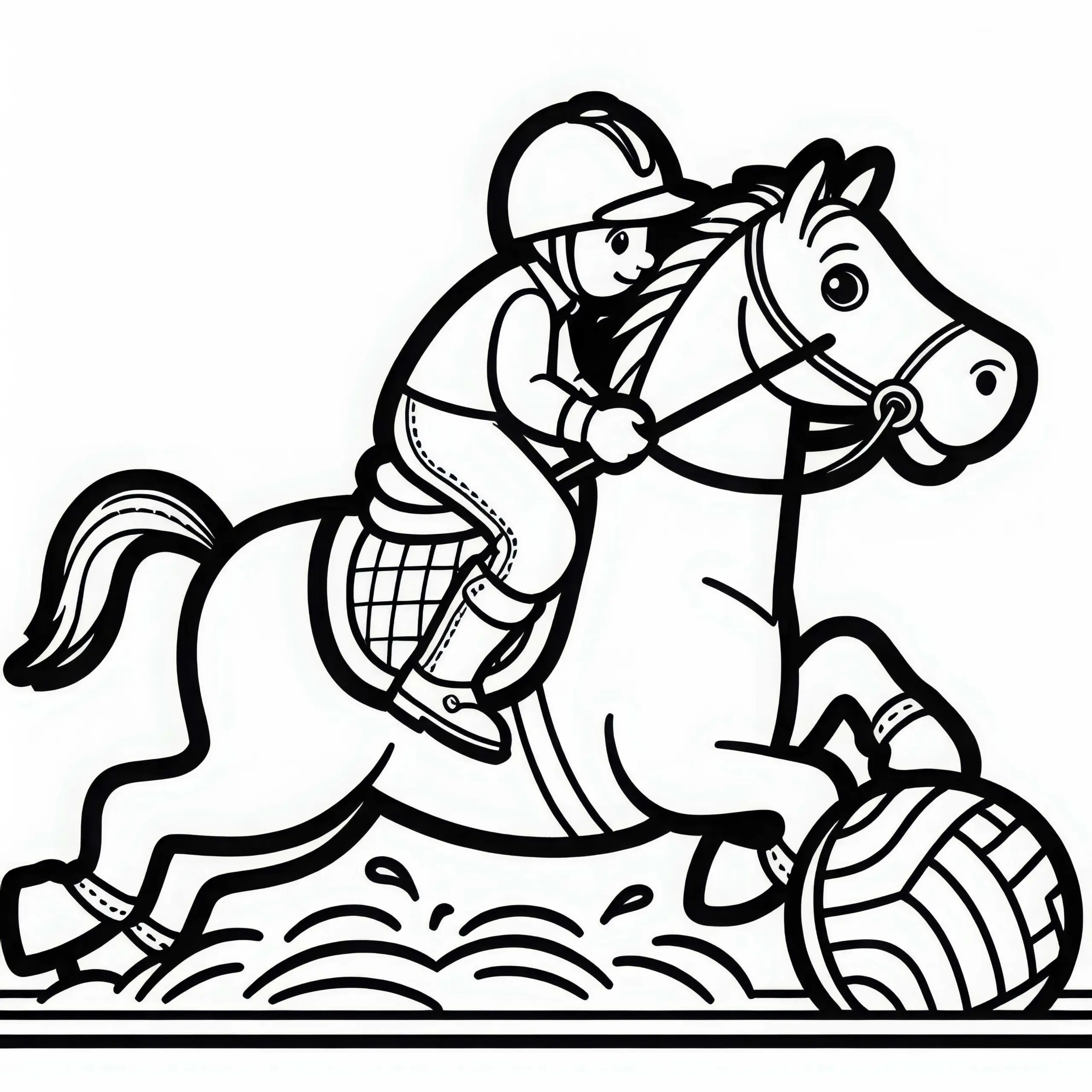 Pferd mit Horseball – Reiter Ausmalbild Einfach Kostenlos