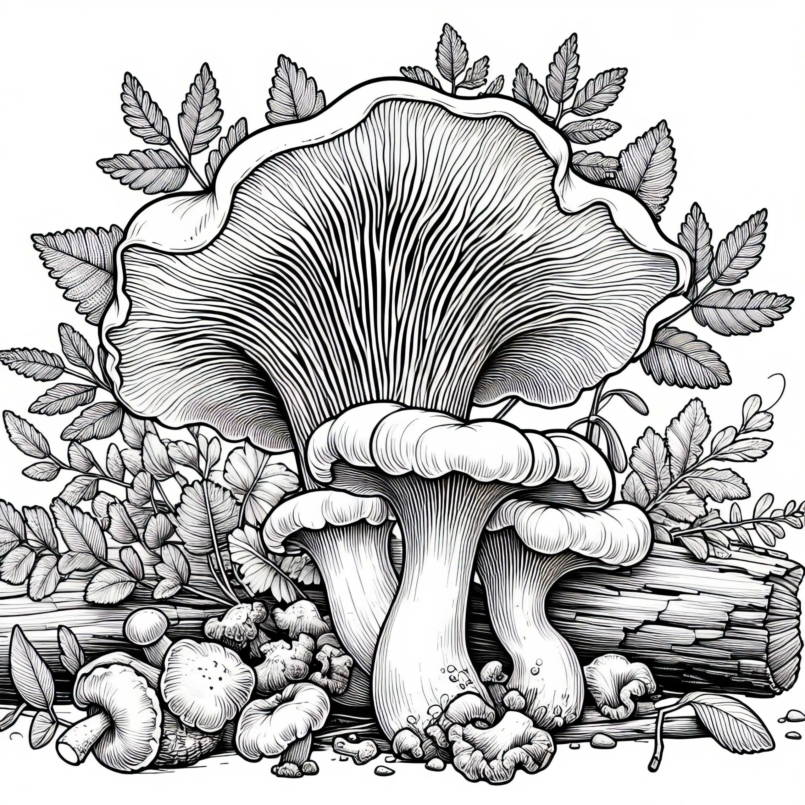 Pfifferling – Cantharellus Cibarius Malvorlage Pilz Gratis (Ausmalbild)