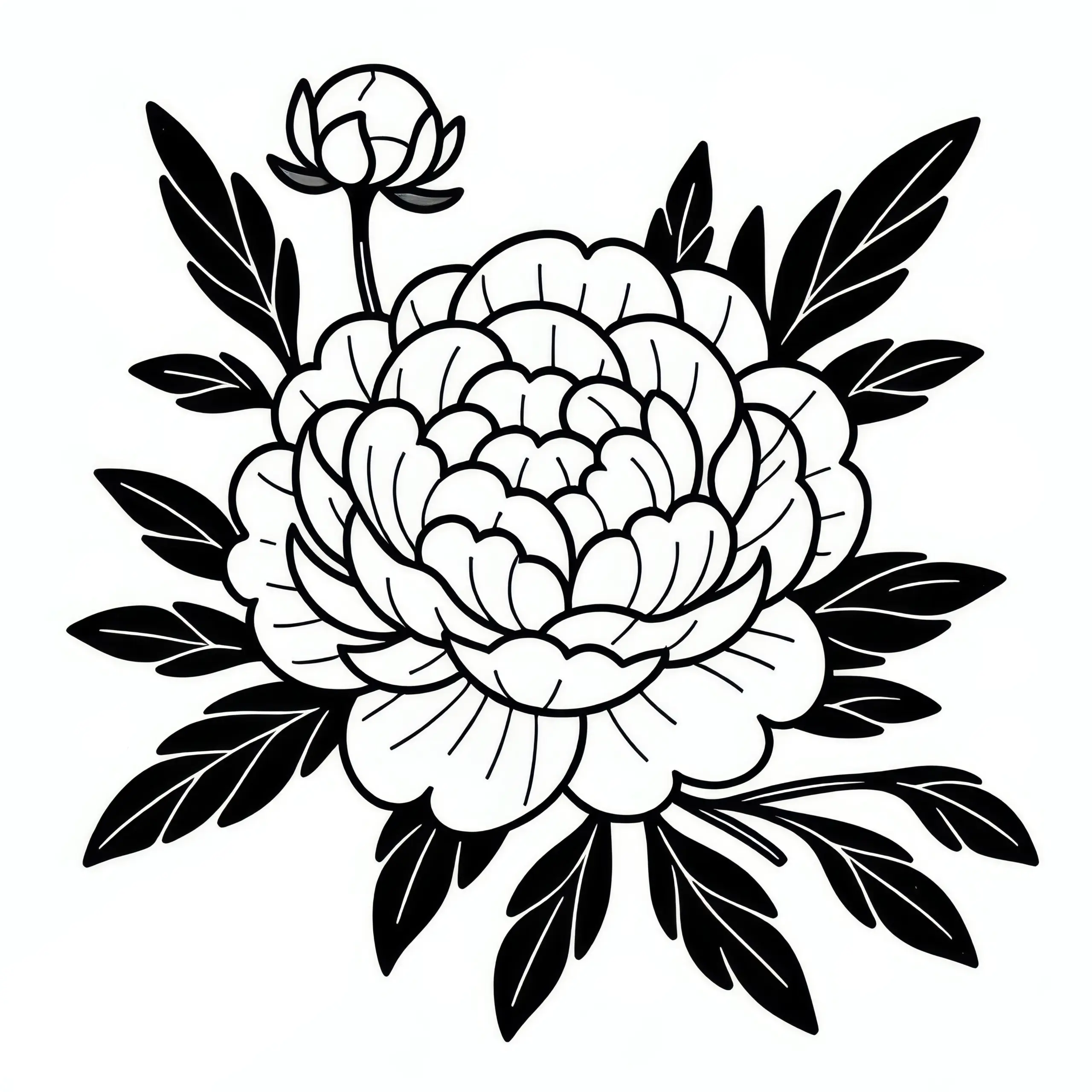 Pfingstrose: Frühlingsblume als Ausmalbild