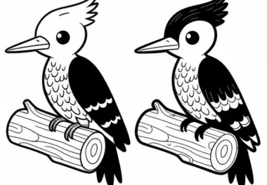 Pileated Woodpecker: Vogel aus Nordamerika als Ausmalbild kostenlos