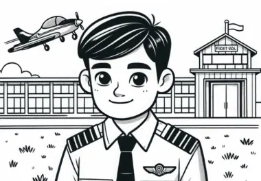 Pilot in Flugschule Malvorlage Kostenlos Herunterladen und Online Ausmalen