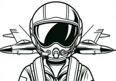 Ausmalbild eines Kampfjet-Piloten kostenlos herunterladen