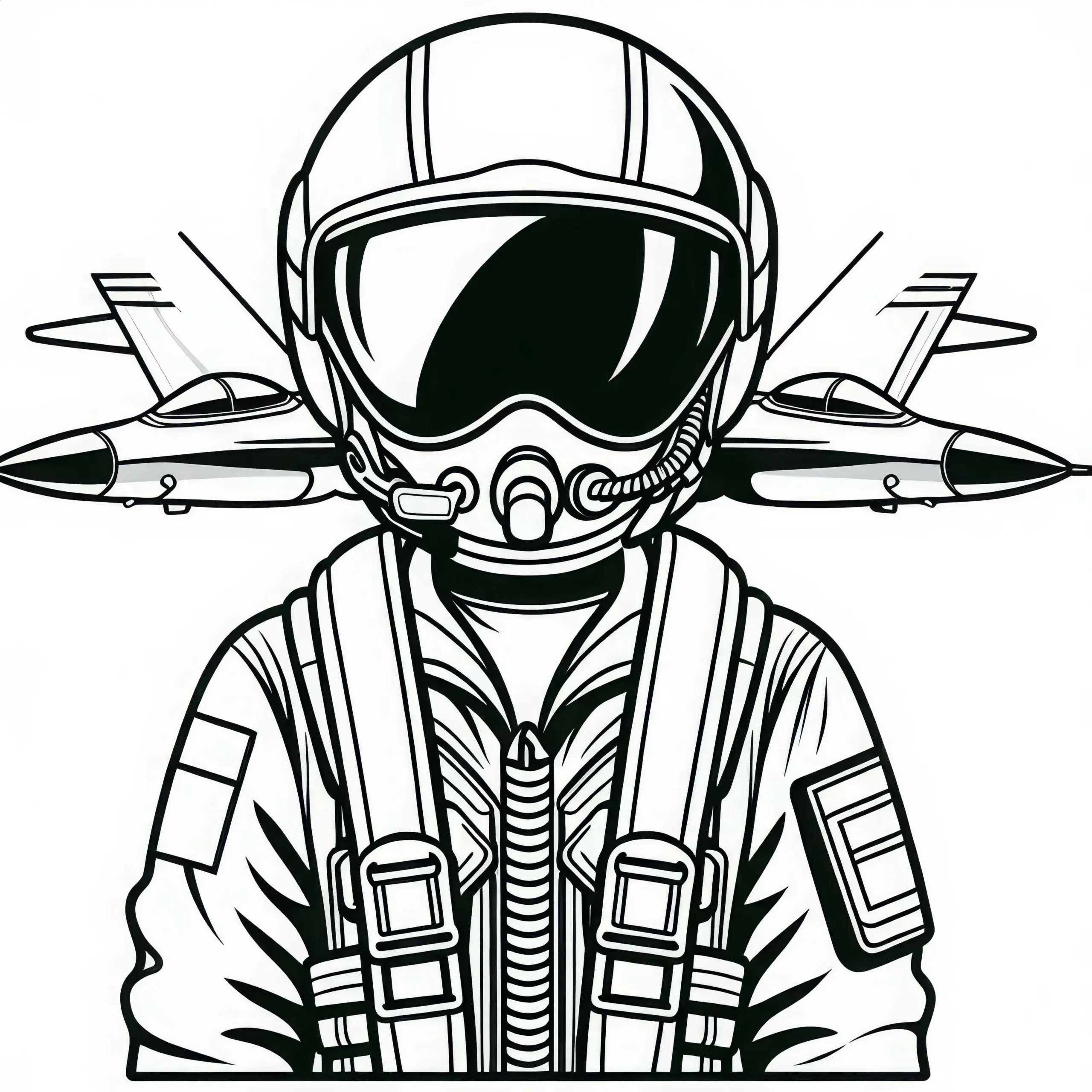 Ausmalbild eines Kampfjet-Piloten kostenlos herunterladen
