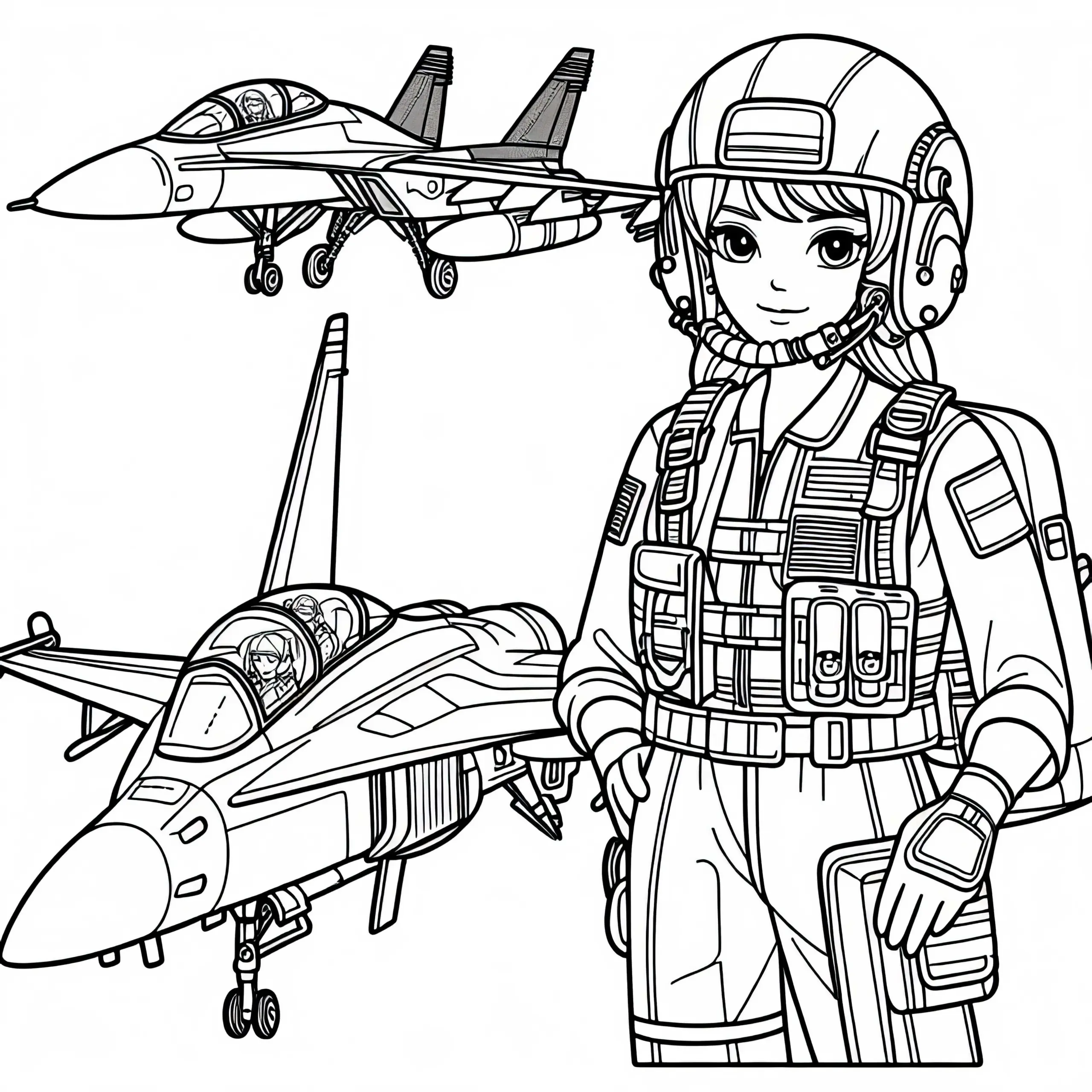 Pilotin Kampfjet Ausmalbild Kostenlos