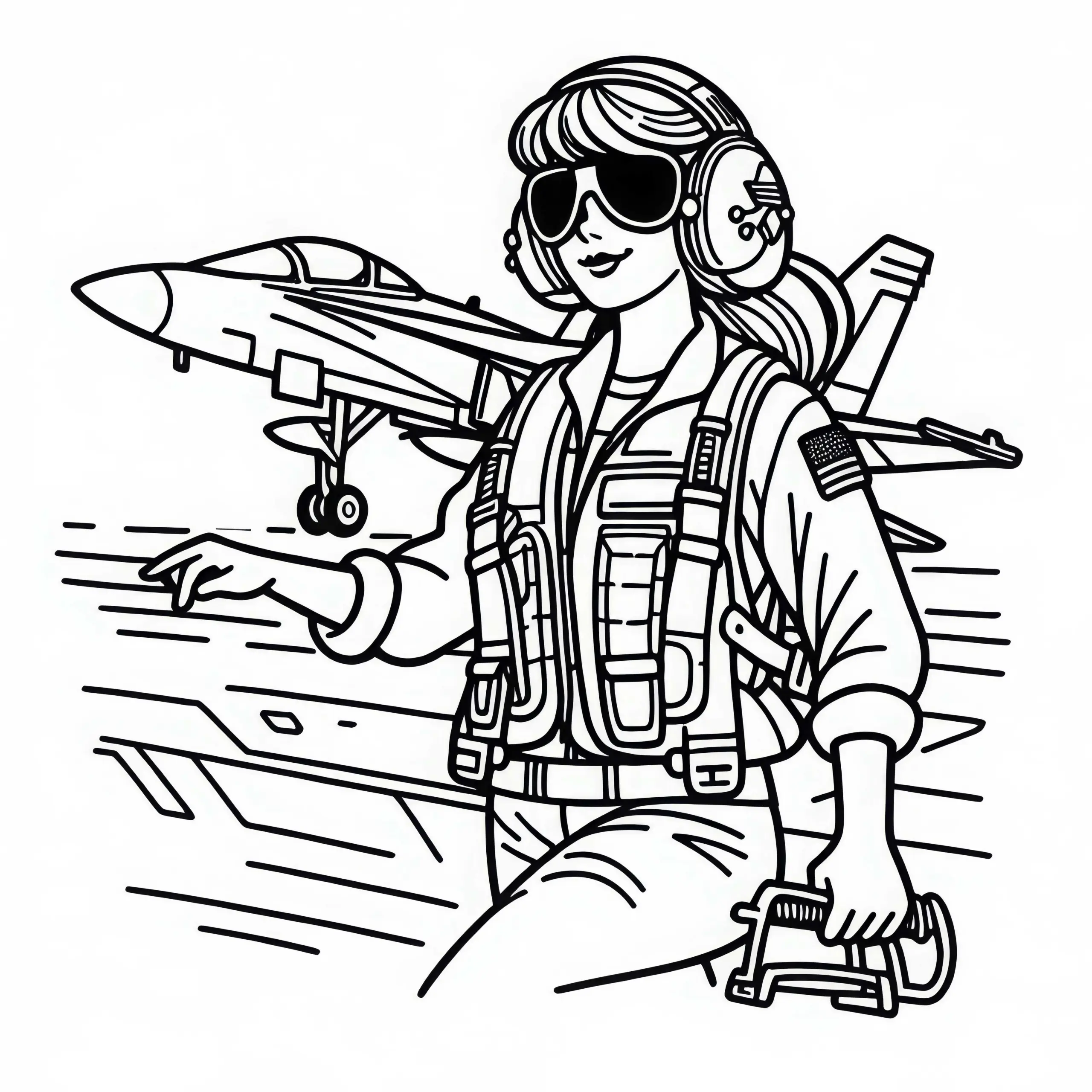 Pilotin Malvorlage kostenlos (Ausmalbild)