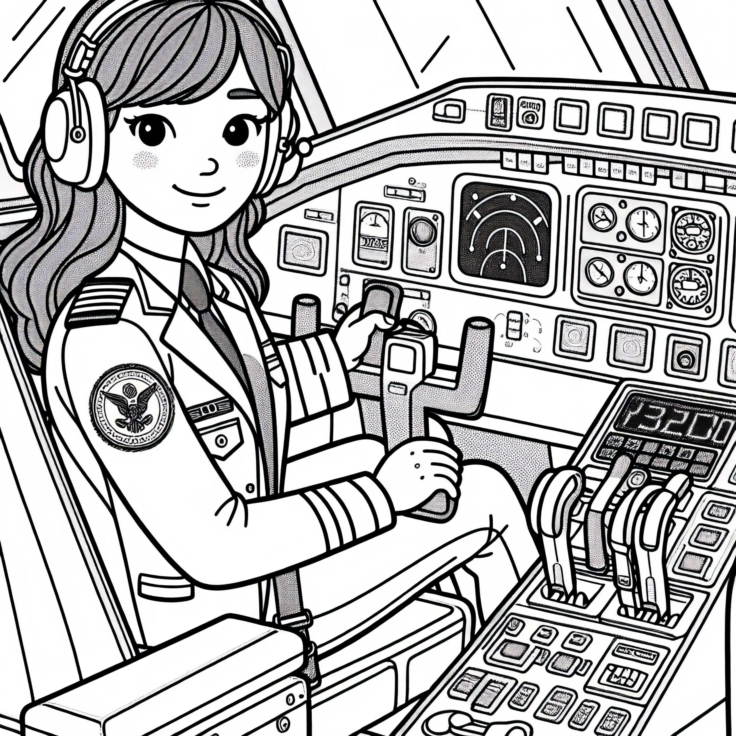 Pilotin Malvorlage Kostenlos – Jetzt herunterladen und ausmalen (Ausmalbild)