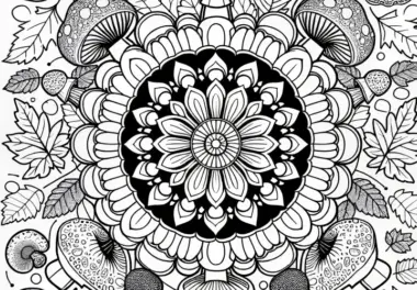 Pilz-Mandala Ausmalbild für den Herbst – Kostenlos erhältlich