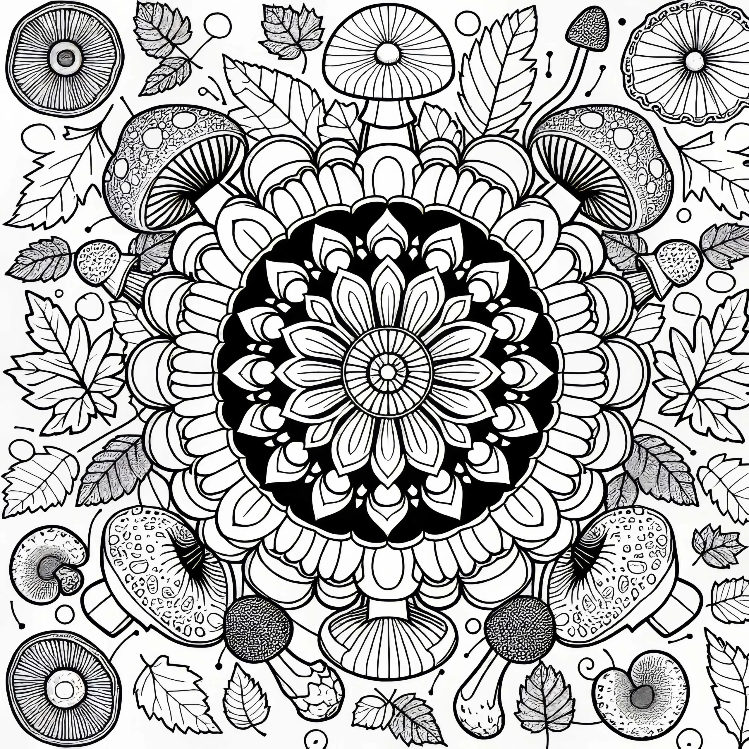 Pilz-Mandala Ausmalbild für den Herbst – Kostenlos erhältlich