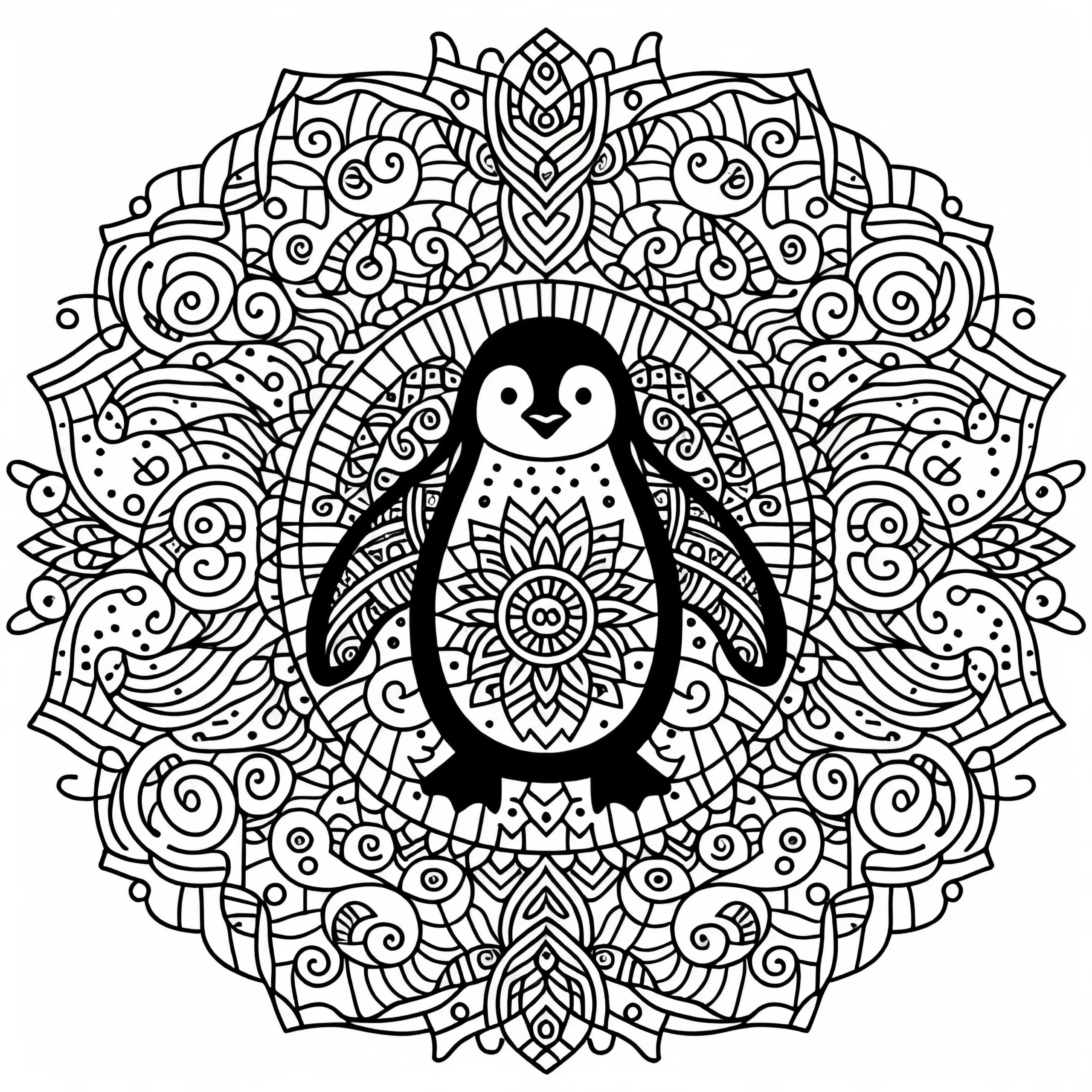 Pinguin Mandala Ausmalbild Kostenlos