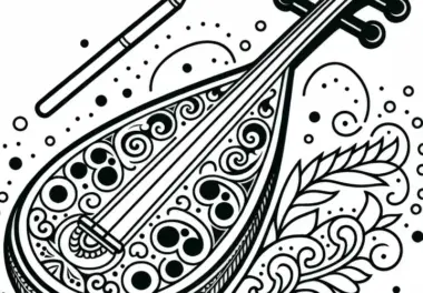 Pipa Ausmalbild für ein traditionelles Instrument – Kostenlos erhältlich!
