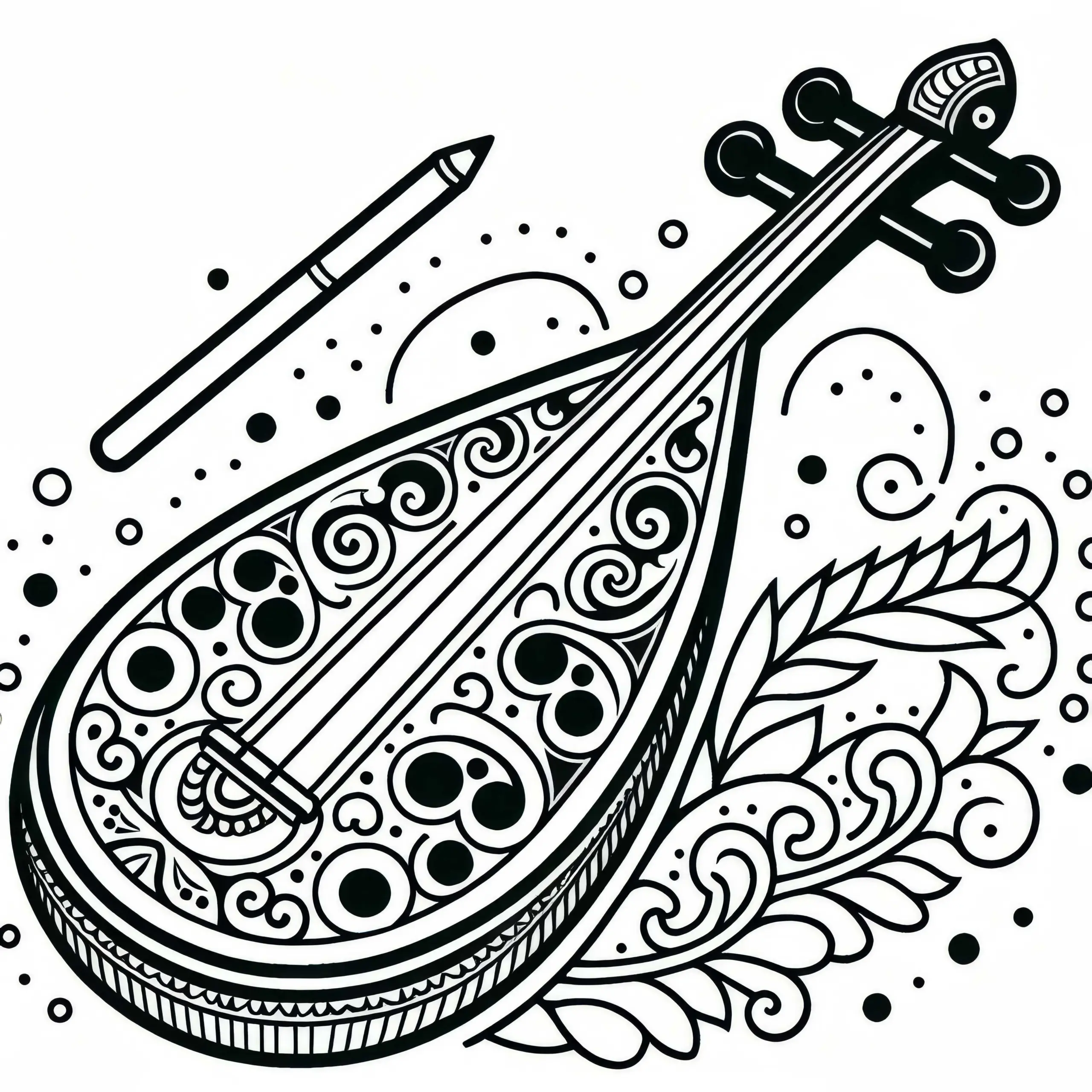 Pipa Ausmalbild für ein traditionelles Instrument – Kostenlos erhältlich!