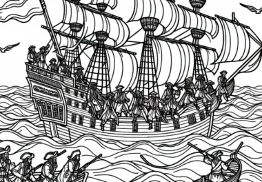 Piraten Entern Handelsschiff – Malvorlage Kostenlos