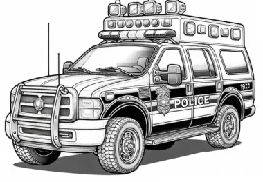 Polizei Dienstwagen Ausmalbild – Detailreich und Gratis