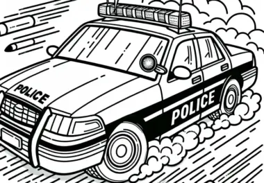 Polizeiauto bei Verfolgungsjagd – Ausmalbild kostenlos